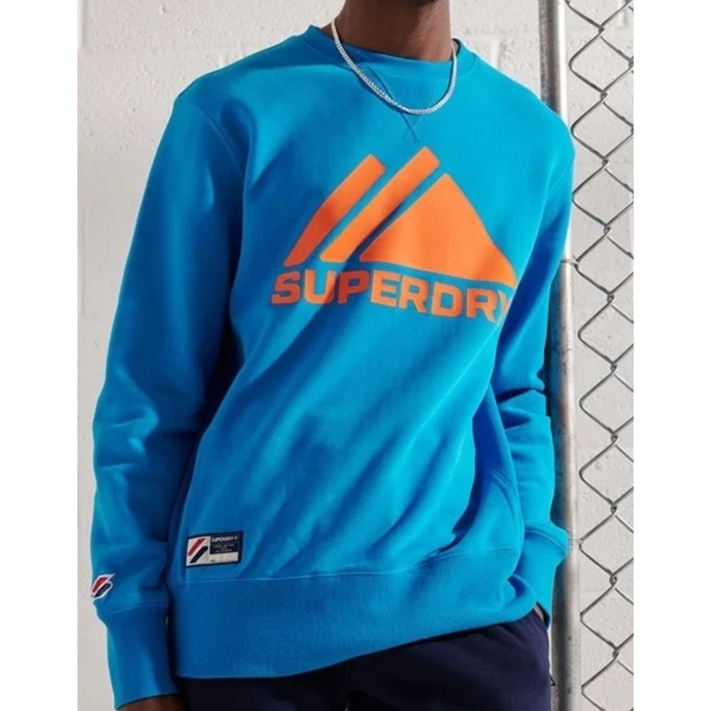 Superdry Mountain Sport Mono Crew Sweatshirt Aqua Blue Men's XL